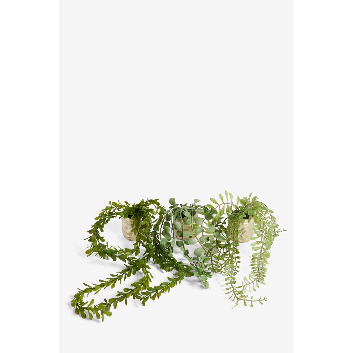 Mini pots dorés avec plantes artificielles vert, NEXT