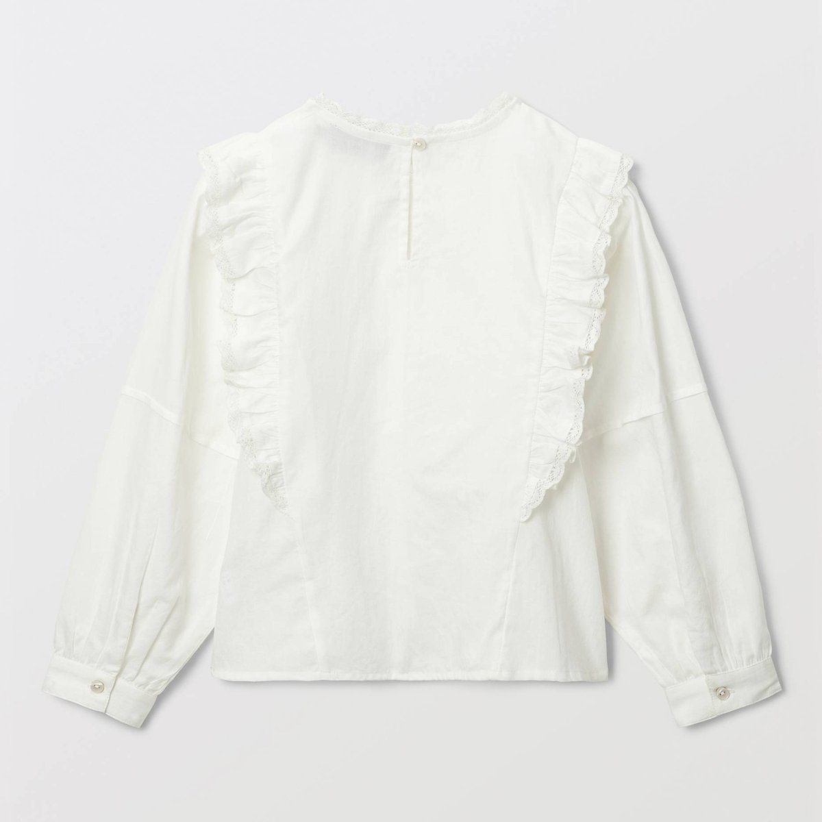 Blouse unie détail dentelle en coton ecru, MONOPRIX