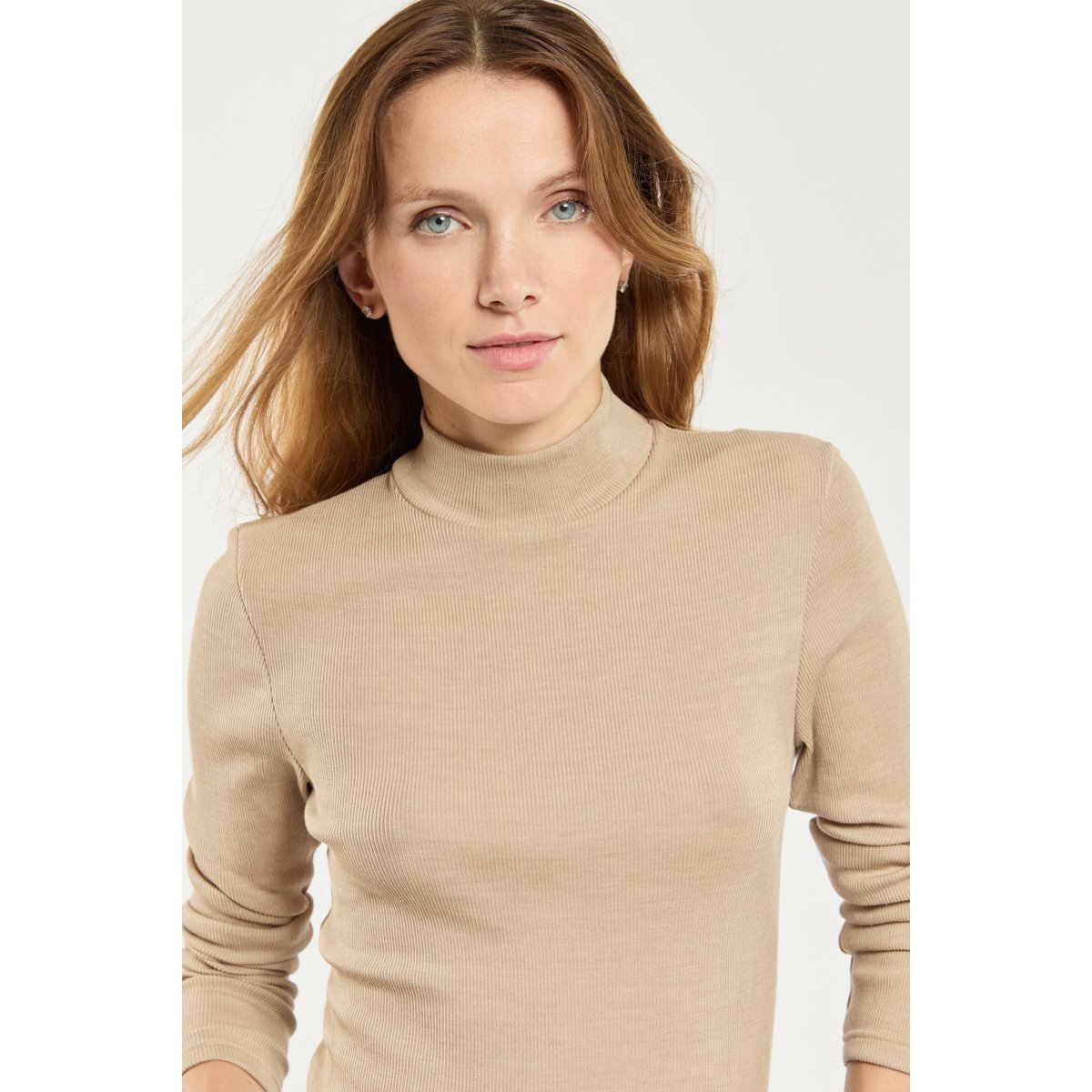 T-shirt col montant - laine et soie skin, ARMOR-LUX