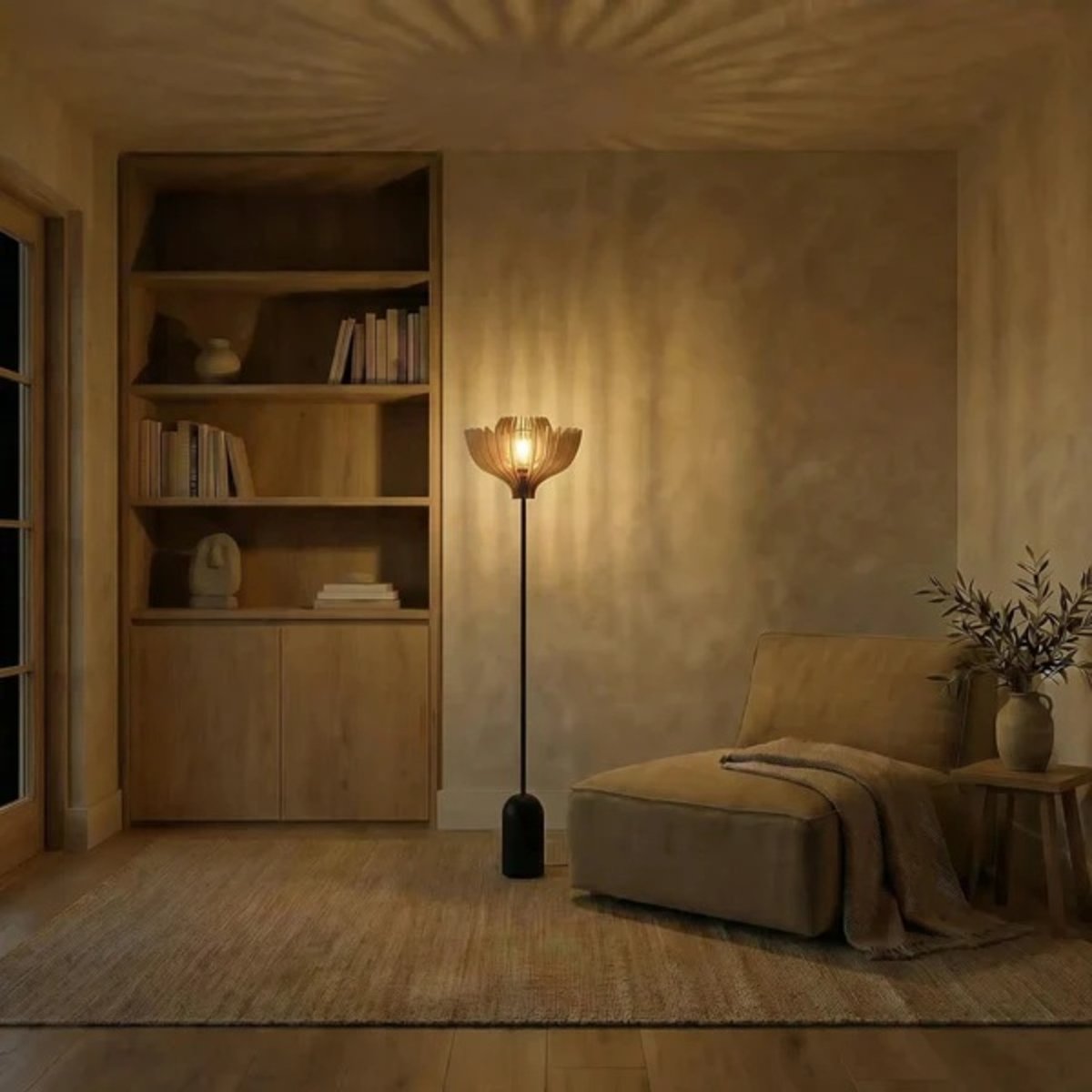 Lampadaire en bois de peuplier TULLIA bois clair, ATELIER LOUPIOTE