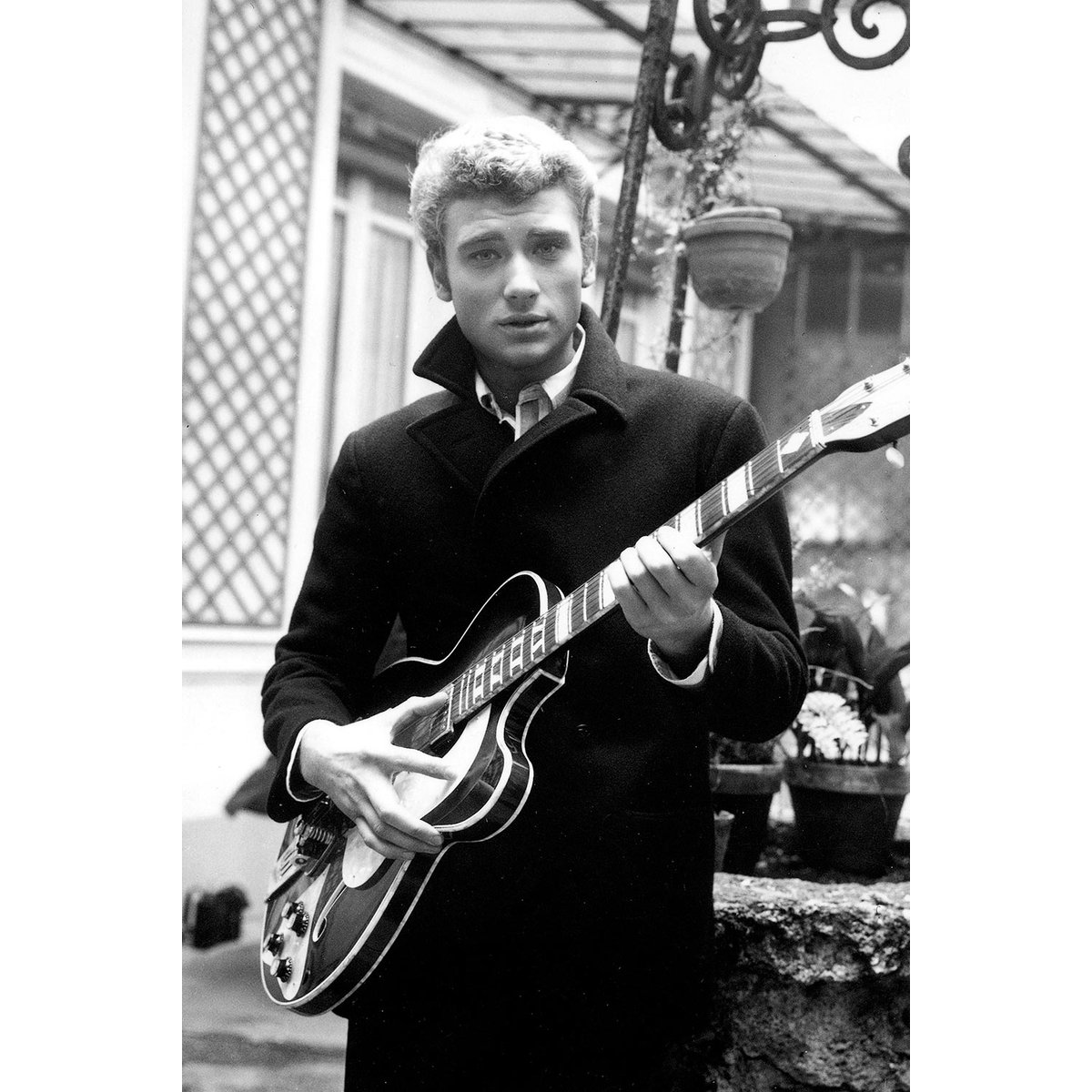 Tableau johnny hallyday et sa guitare en 1963 toile imprimée, HEXOA