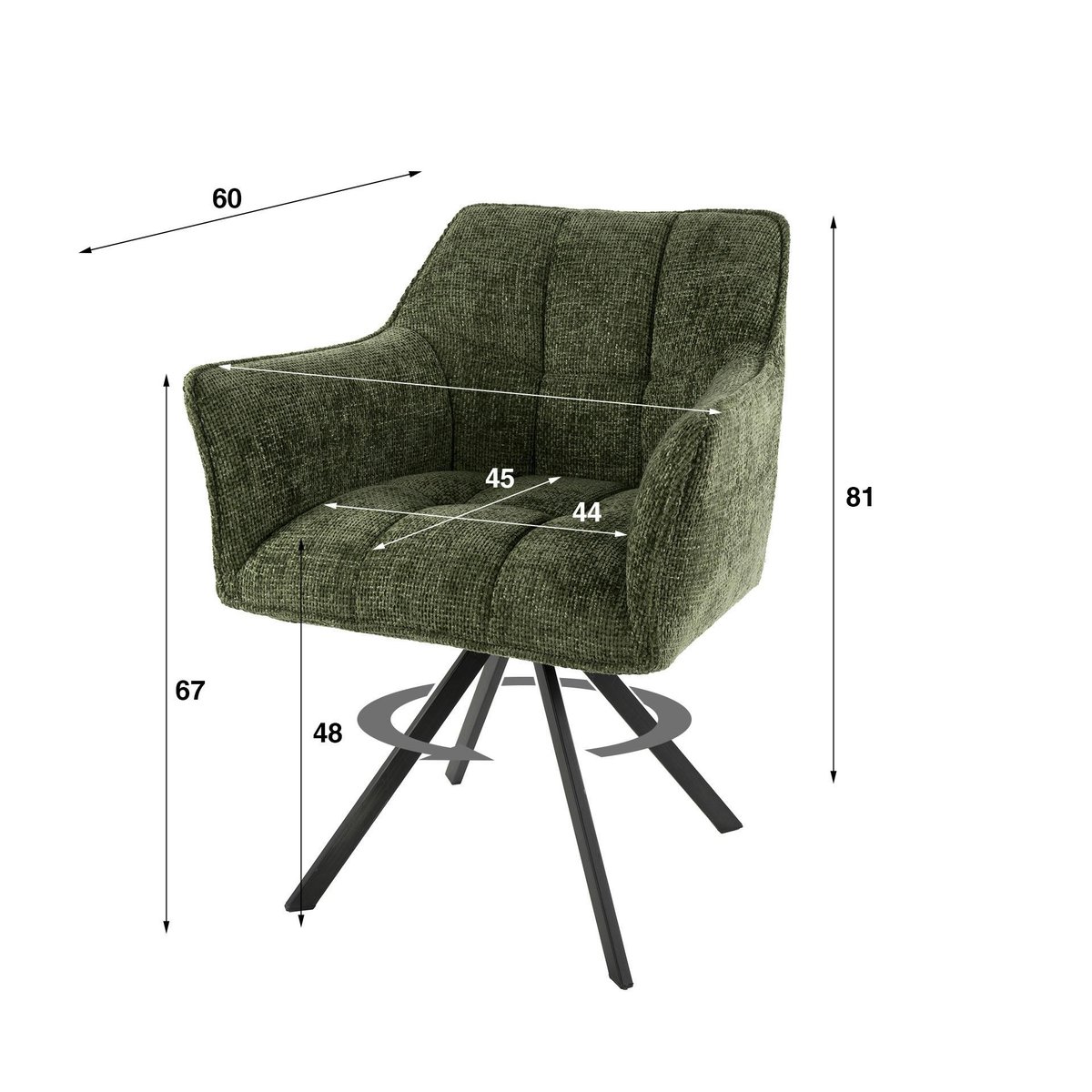 Fauteuil de table pivotant vert chiné (lot de 2) MELBOURNE vert, PIER IMPORT