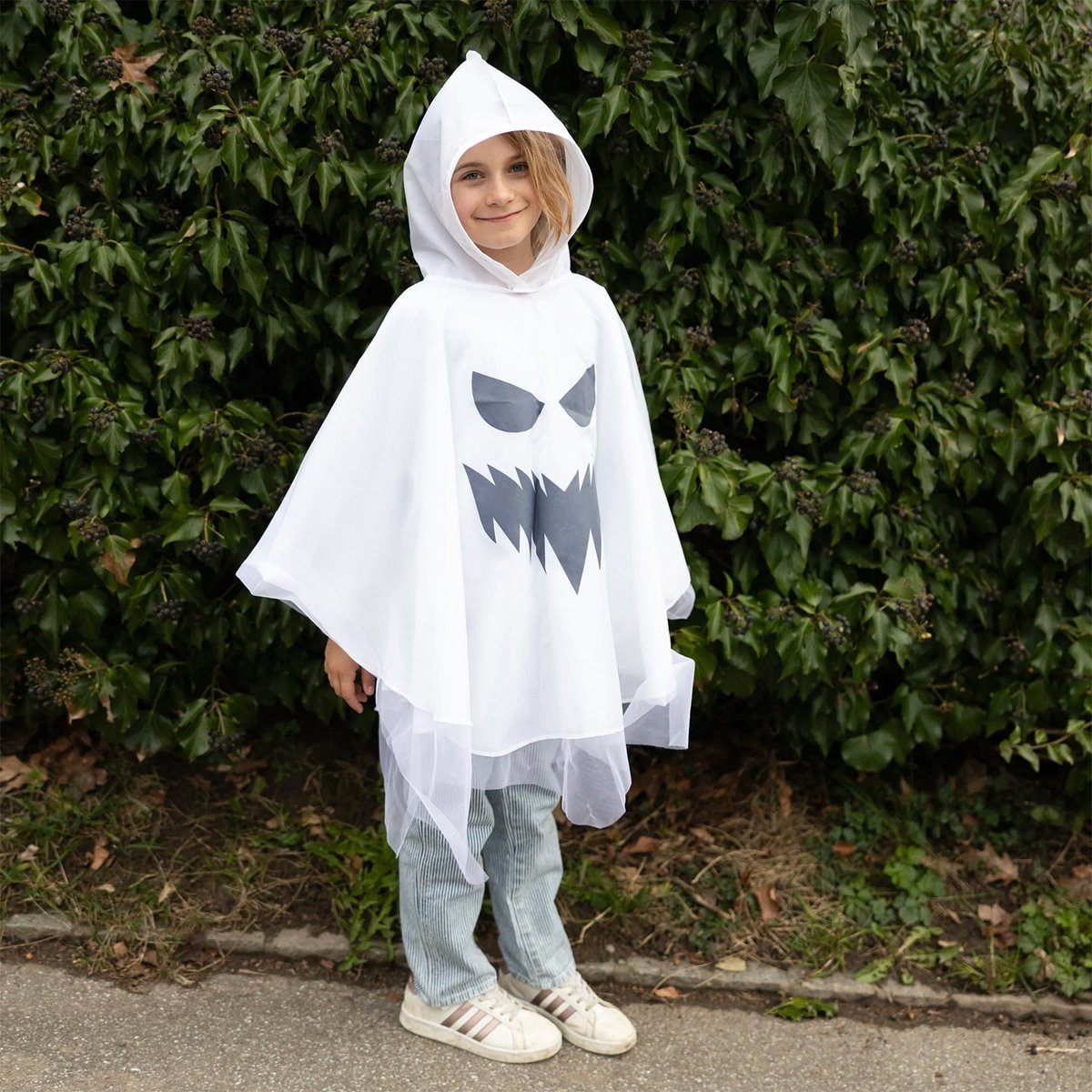 Déguisement enfant poncho à capuche fantôme Halloween blanc, GREAT PRETENDERS