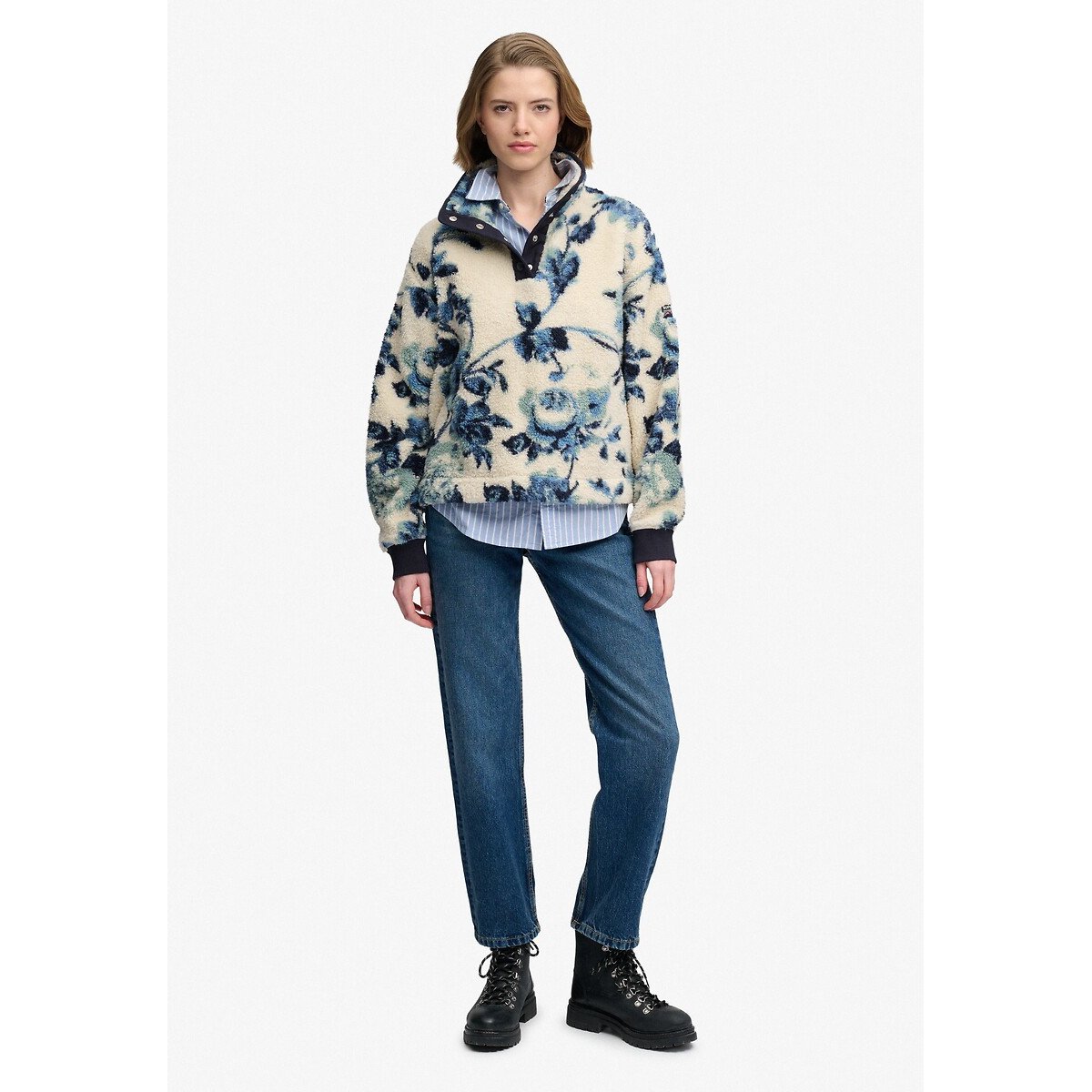 Sudadera estampada estampado azul, SUPERDRY