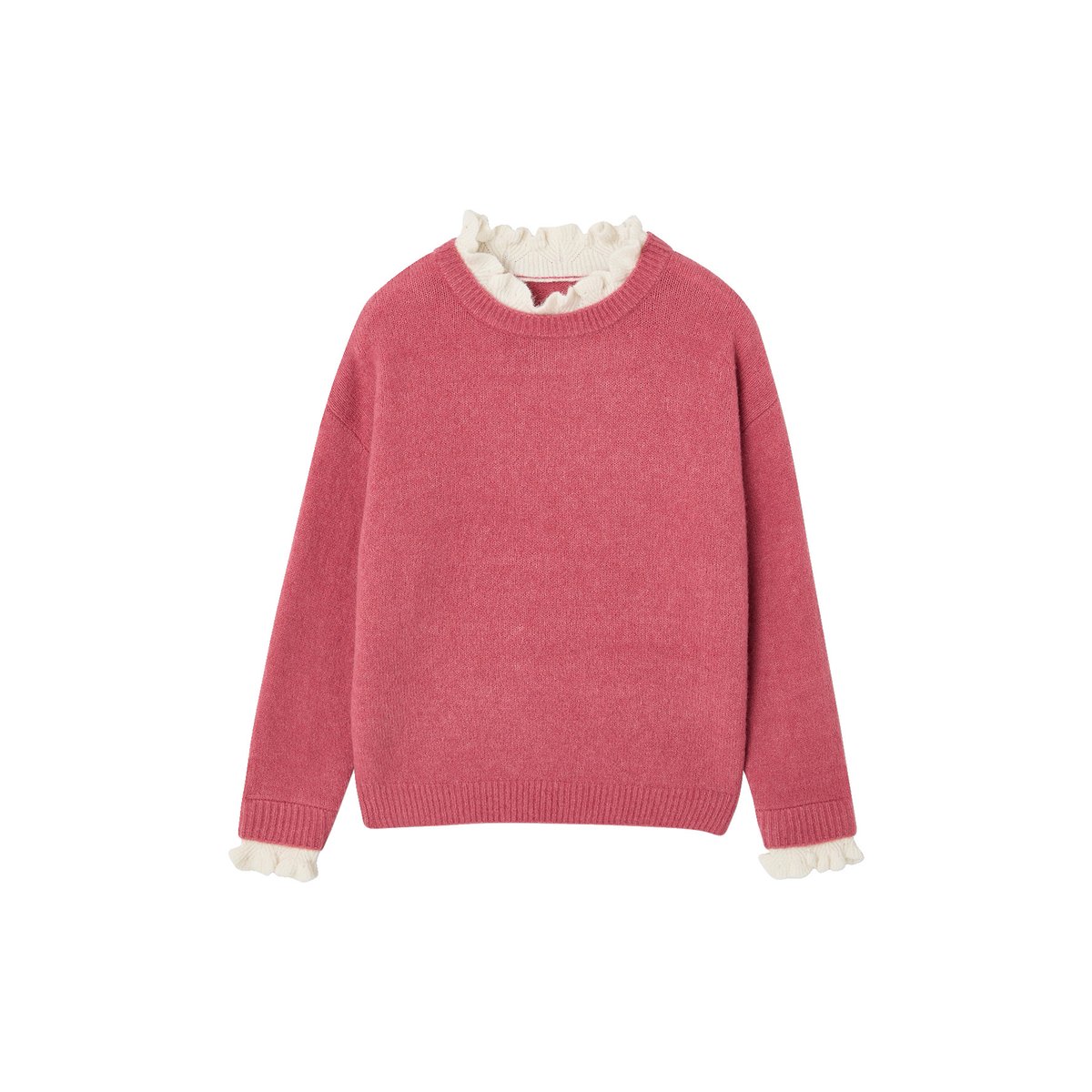 Pull col montant vieux rose, VERTBAUDET