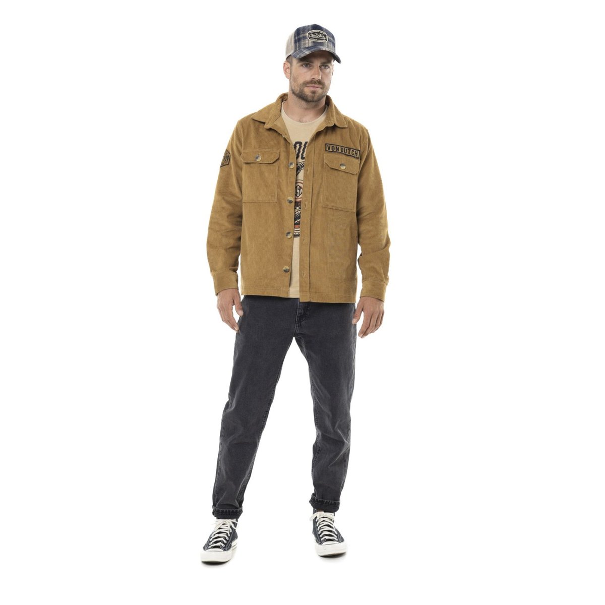 Veste coton 1929 marron camel / noir, VON DUTCH