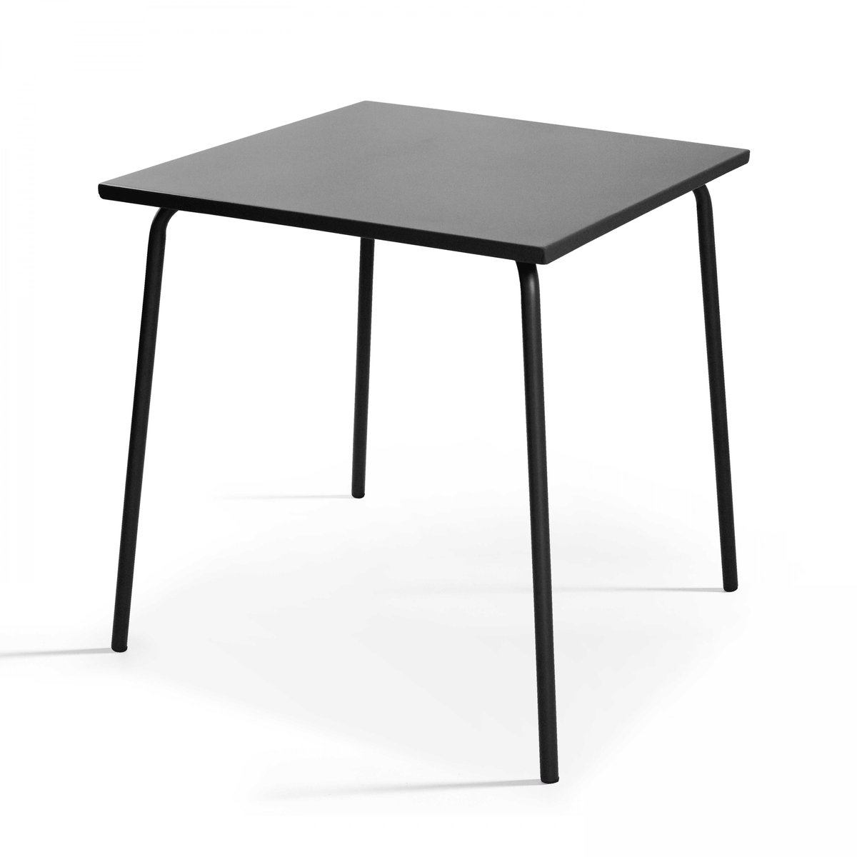 Salon de jardin table carrée et 4 chaises en métal, PALAVAS gris anthracite, OVIALA