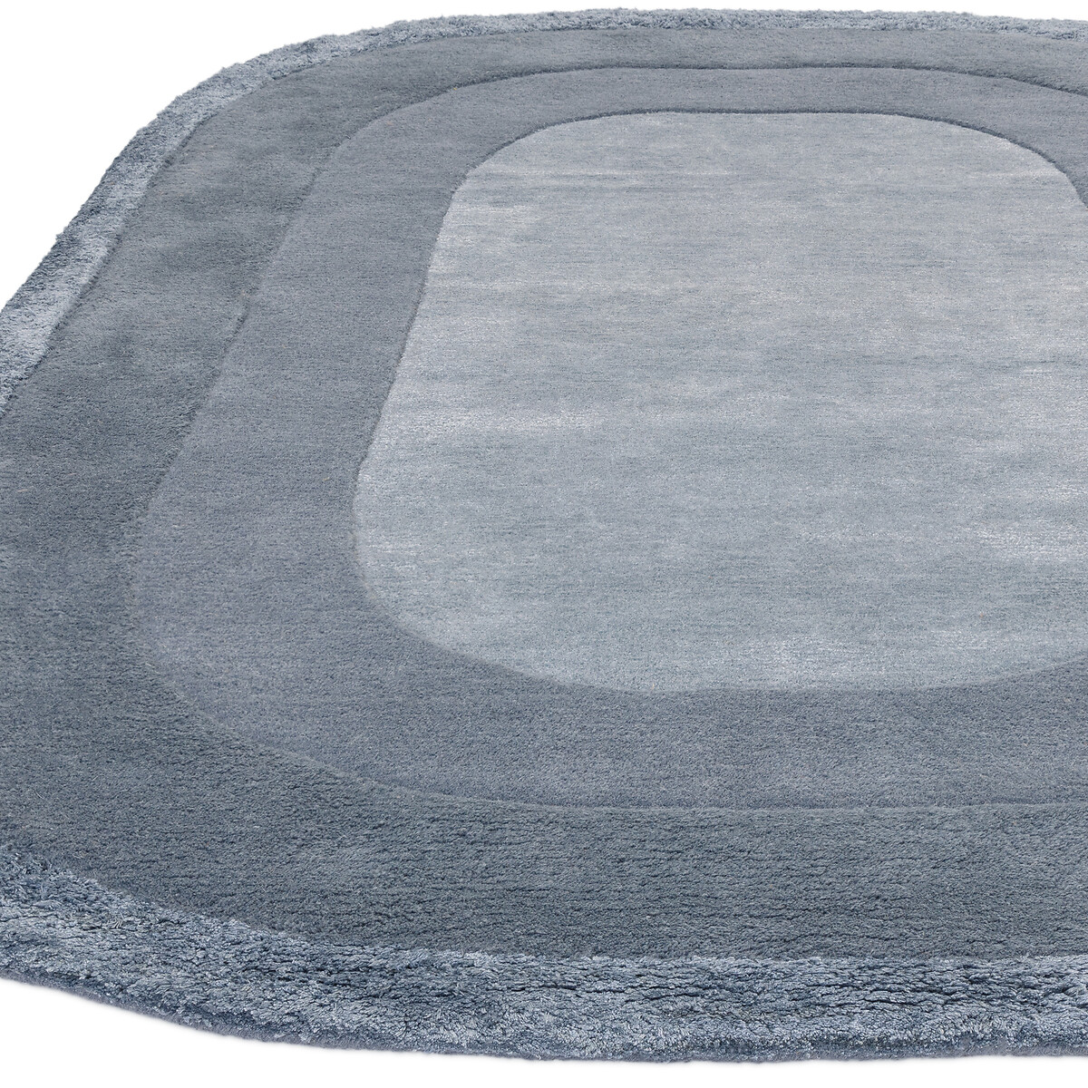 Tonal Border Oval Shaped Rug blue, ÉDITÉ