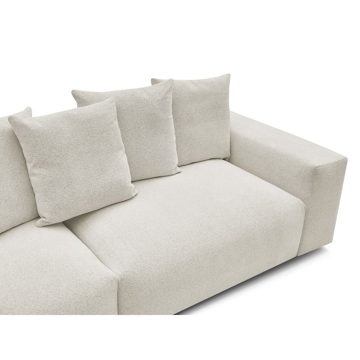 Canapé droit fixe 4 places en tissu chiné, VOLTAIRE blanc, BOBOCHIC