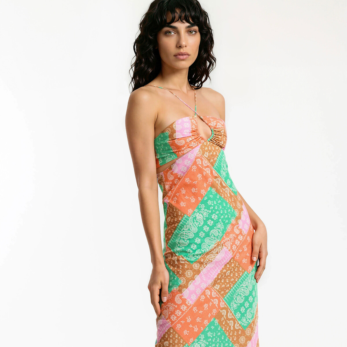Bustierkleid mit Paisleyprint in Midilänge bunt bedruckt, LA REDOUTE COLLECTIONS