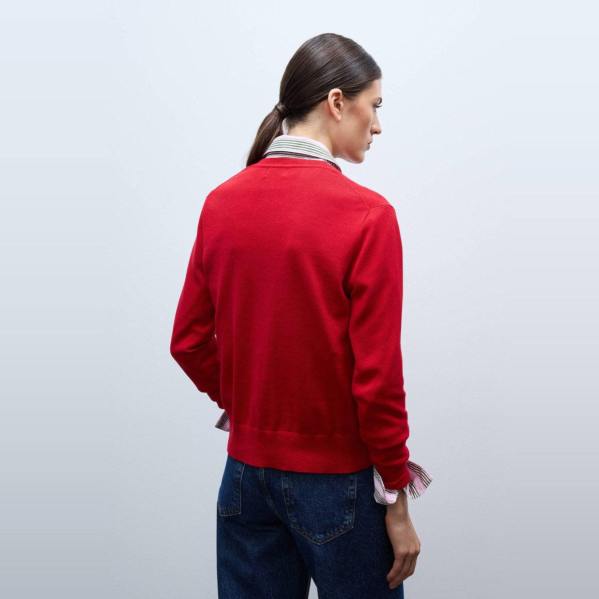 Cardigan en coton en fine maille goyave, MONOPRIX