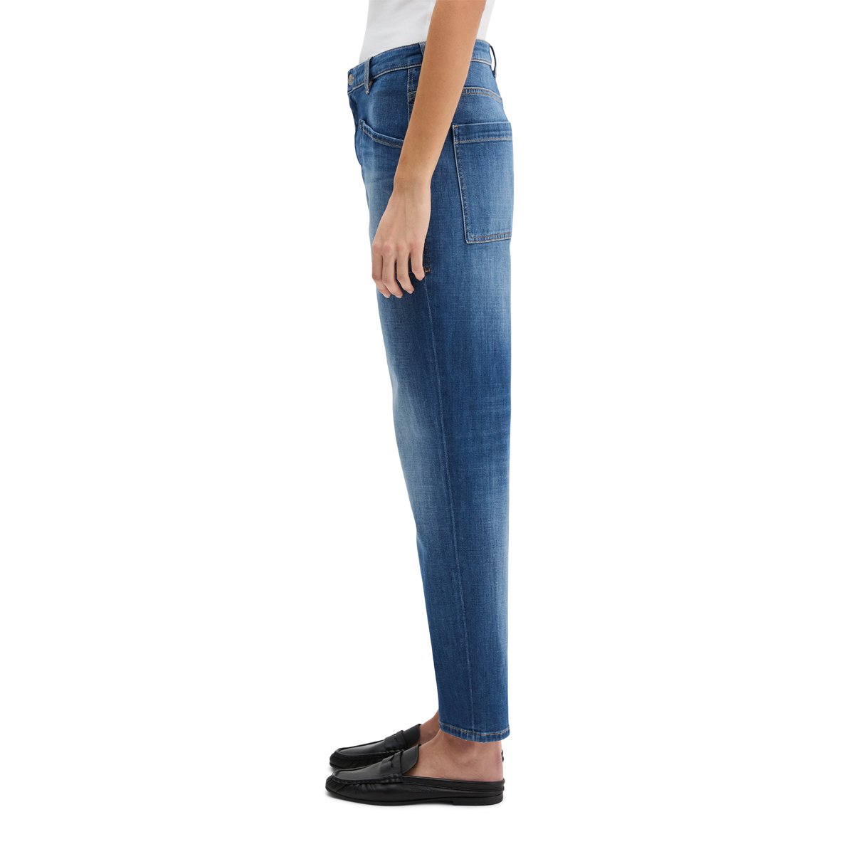 Jeans modèle Iva boyfriend en doux denim Cashmere Touch bleu foncé, MARC O'POLO