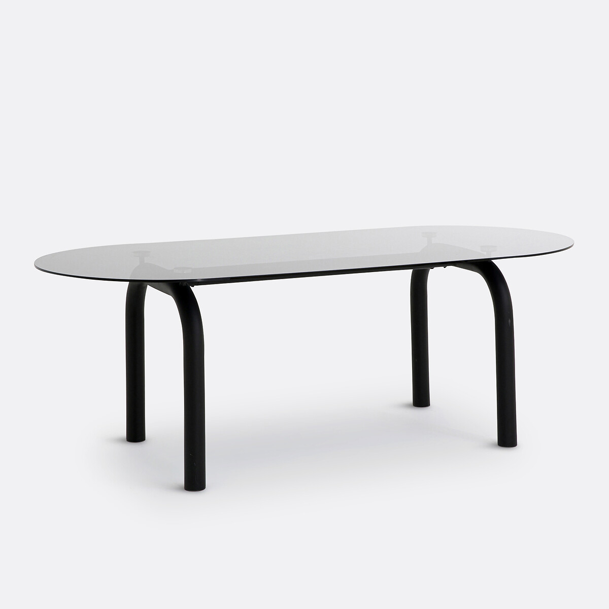 Ovale eettafel, gerookt glas en staal, 6 tot 8 couverts, POLLY zwart, LA REDOUTE INTERIEURS