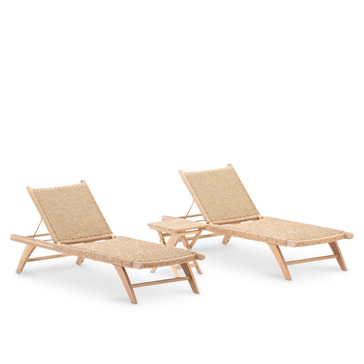Set 2 transats et table, SERENA bois clair, DEFORA HOME