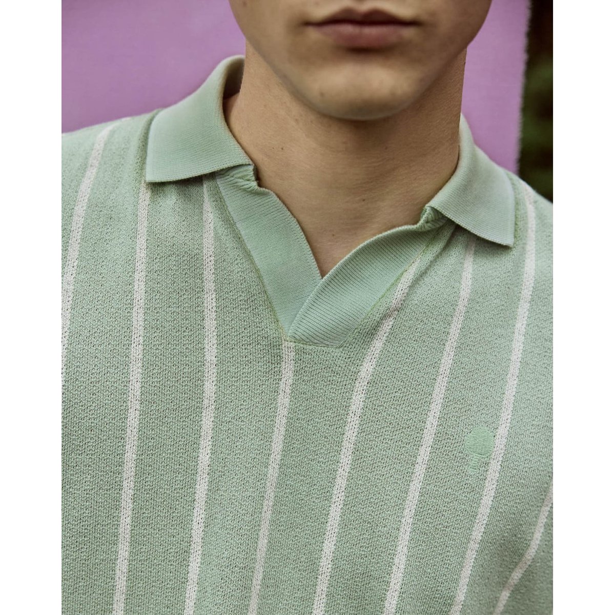 Polo BLACHE vert clair et écru, FAGUO