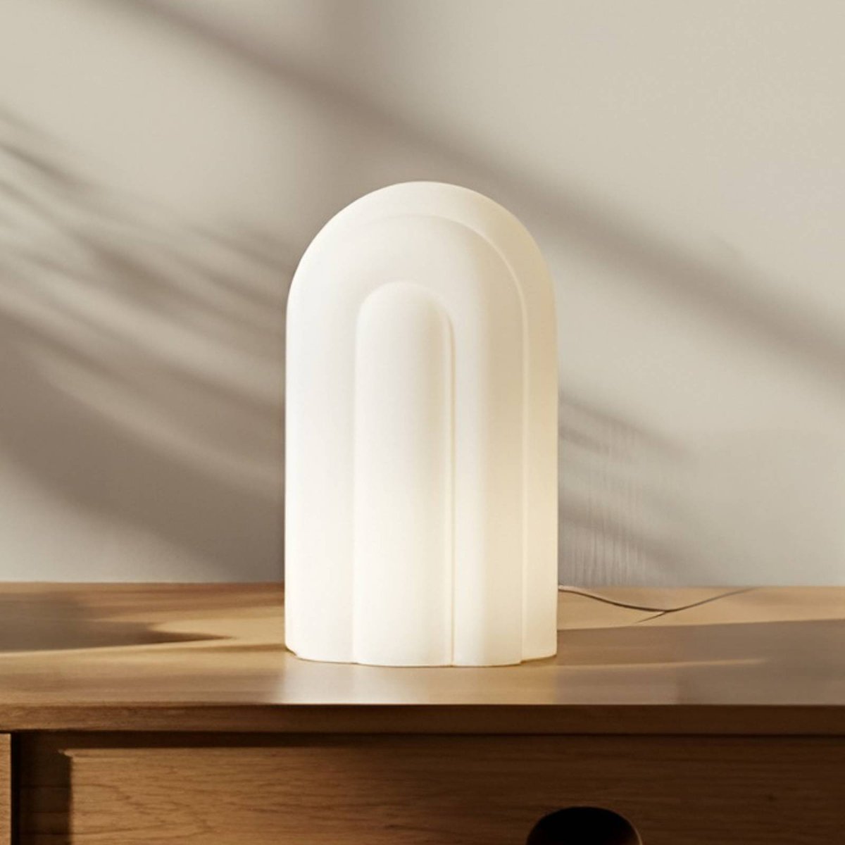 Lampe à poser en verre moderneLED, Lunja blanc, LUCANDE