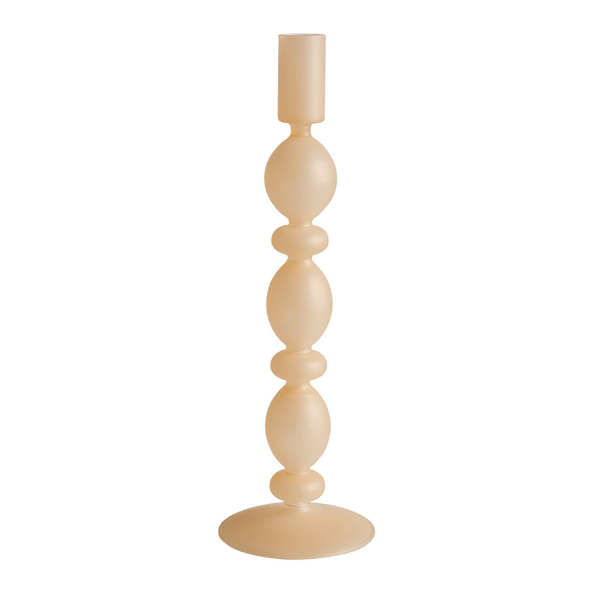 Set de 3 bougeoirs beige givré beige, MATHILDE M
