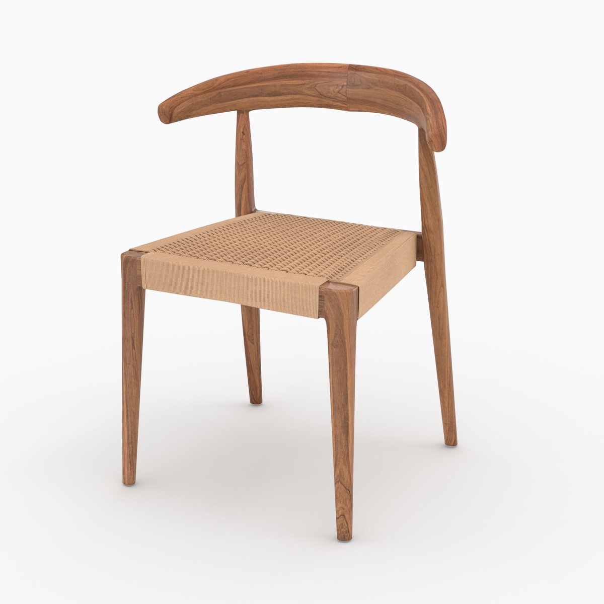 Lot de 2 chaises en bois de teck et cordage type loom - ALIA marron clair, MAISON PAVANE