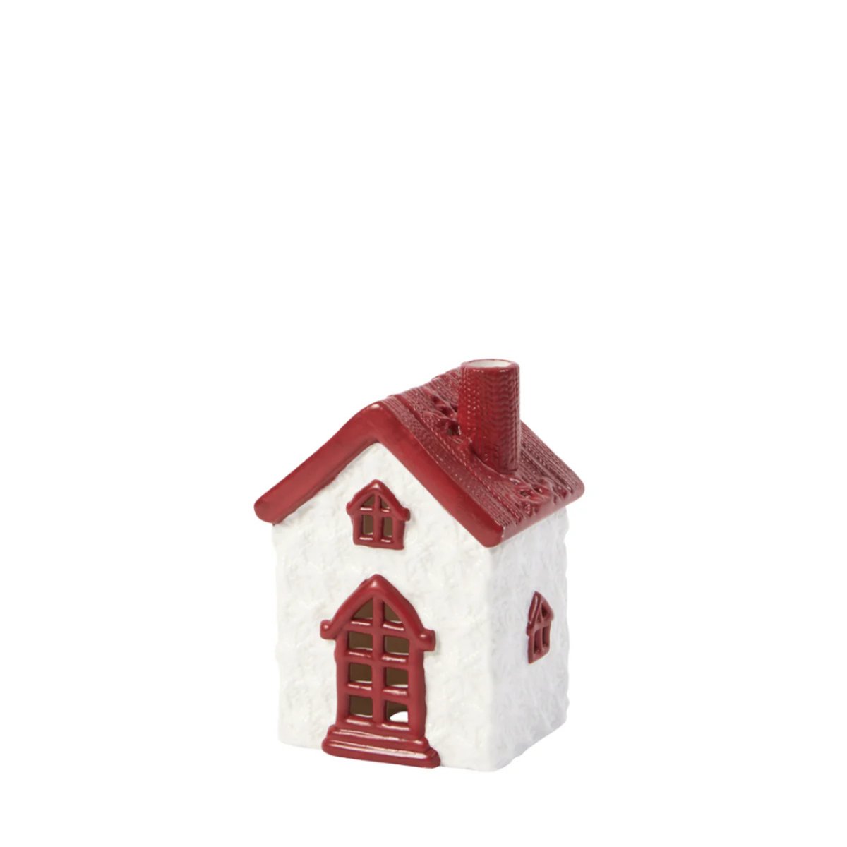Figurine chalet de noël décoratif en grès H12 NOËL rouge, SIA DECO