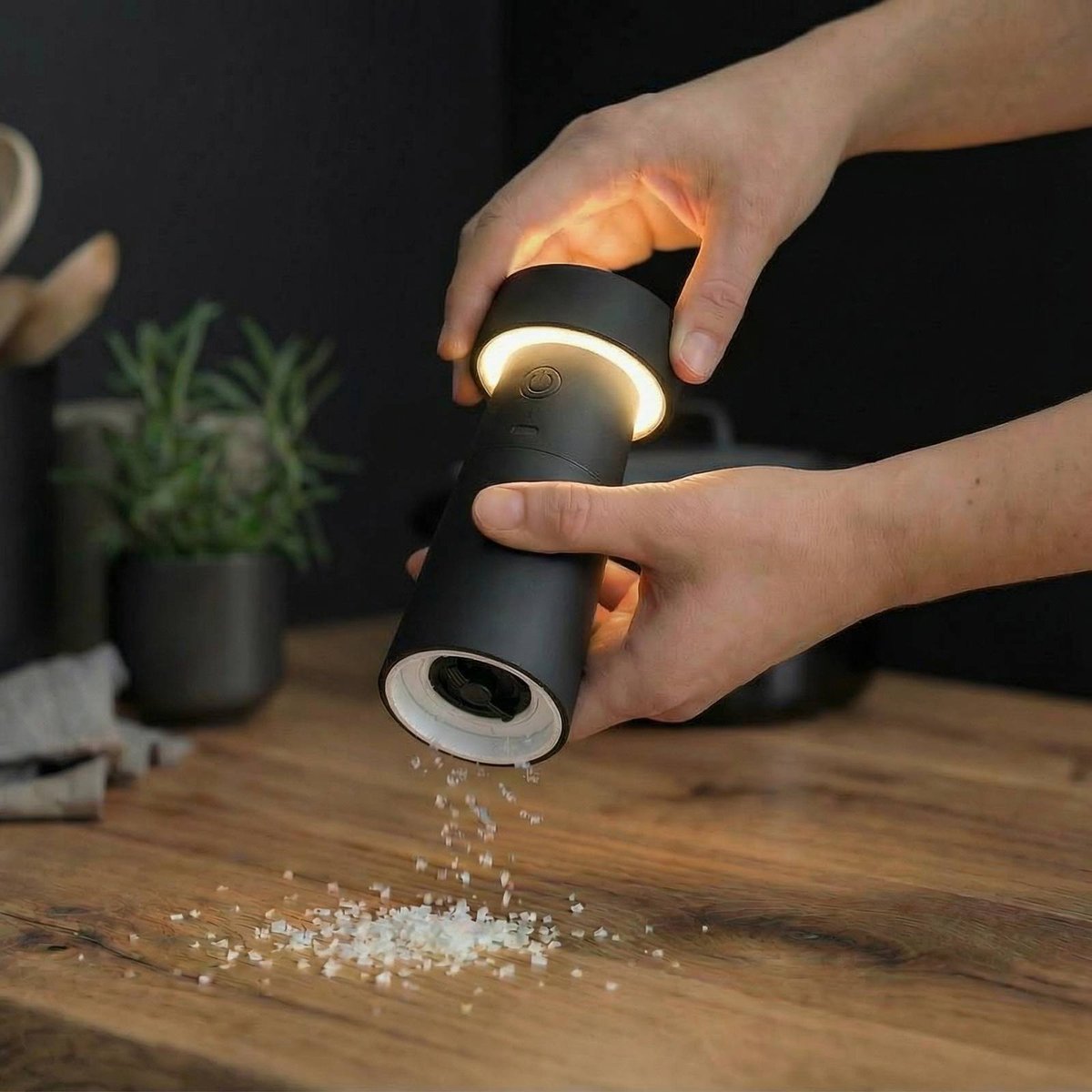 Lampe à poser moderneLED, Pepper gris foncé, LUCANDE