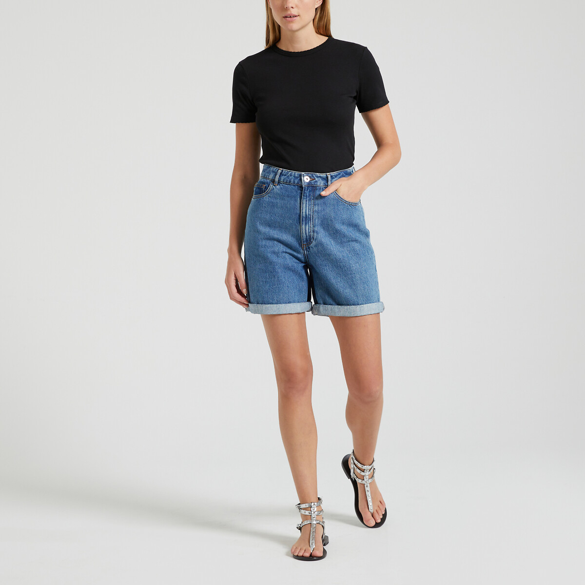 Iconic Organic Cotton T-Shirt with Crew Neck black, PETIT BATEAU