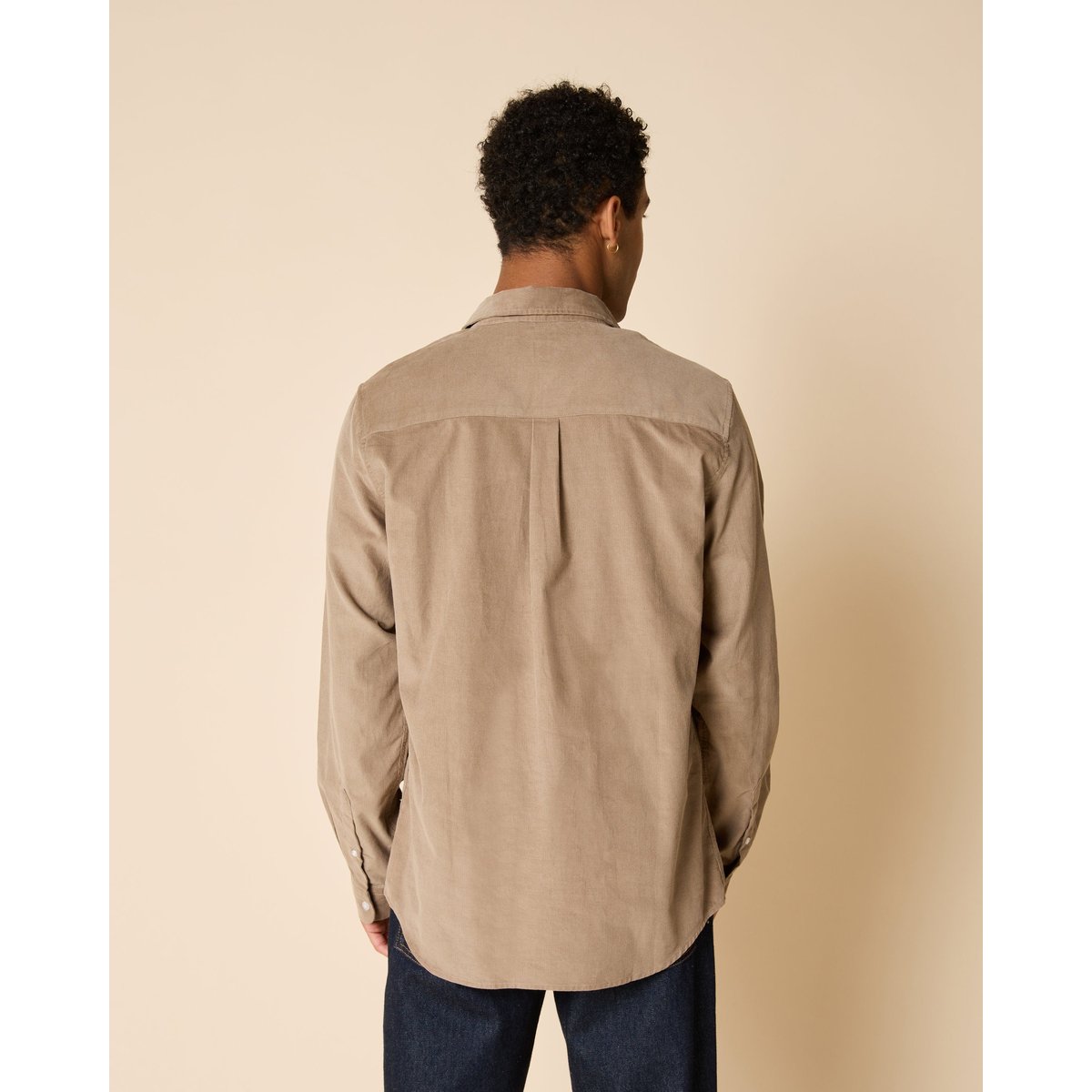 Chemise en velours côtelé beige foncé, FAGUO