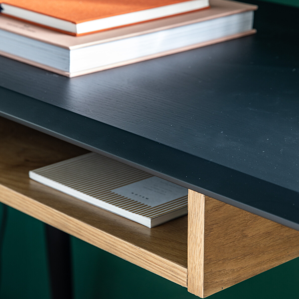 Morena Oak Desk with Shelf black, SO'HOME