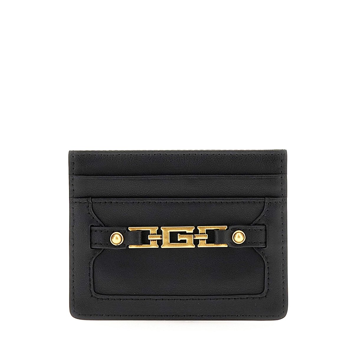 Porte-Cartes De Crédit Cristina En Cuir Véritable noir, GUESS