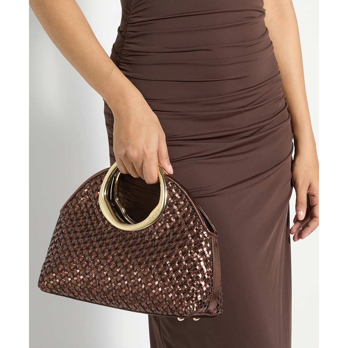 Sac tissé avec poignée dorée - EARNING bronze-diamantes, DUNE LONDON