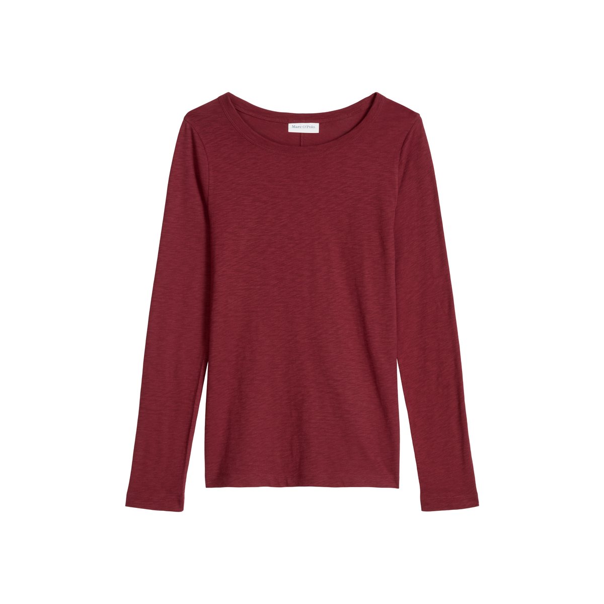 T-shirt à manches longues ajusté en jersey slub particulièrement doux rouge, MARC O’POLO DENIM