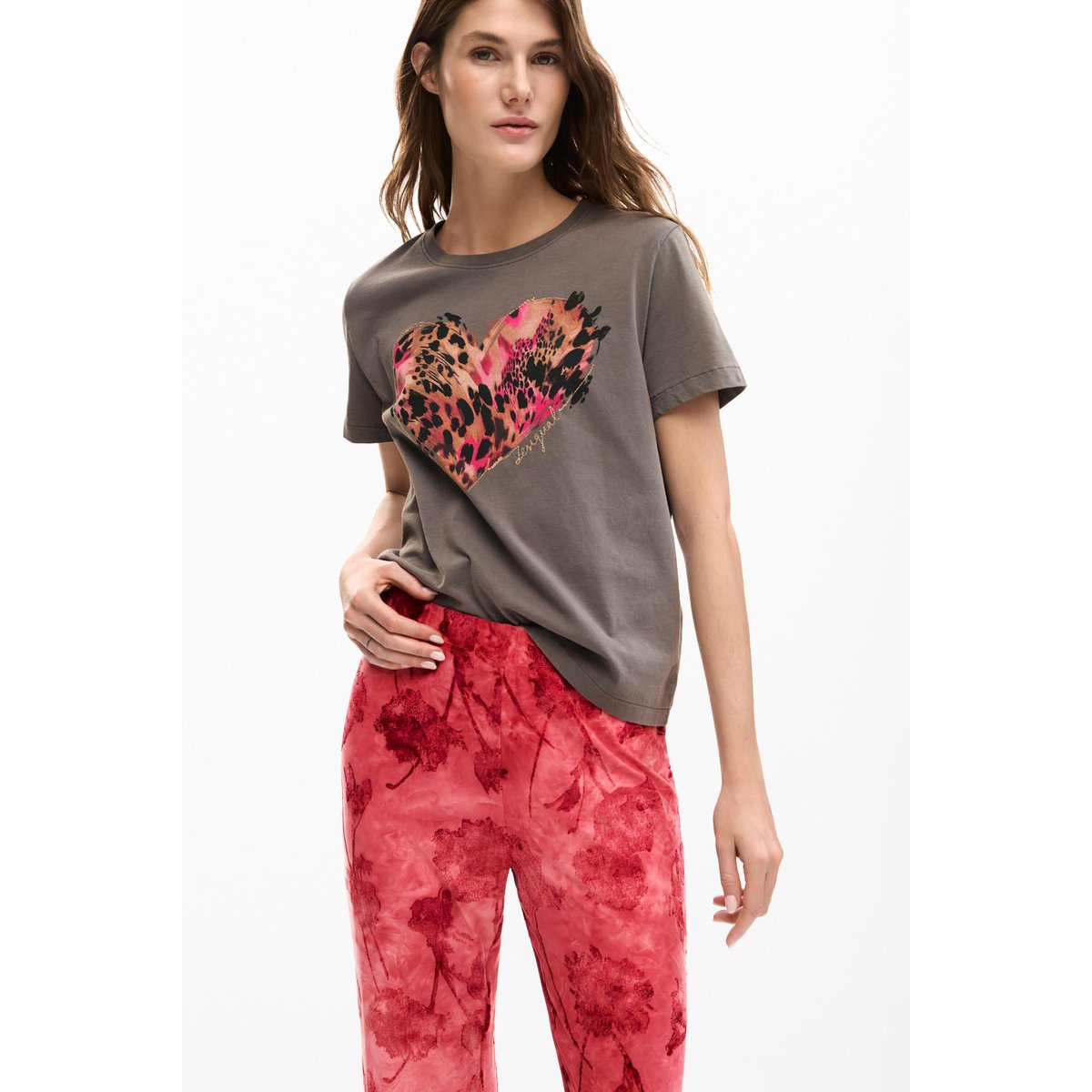 Pantalon floqué rouge, DESIGUAL
