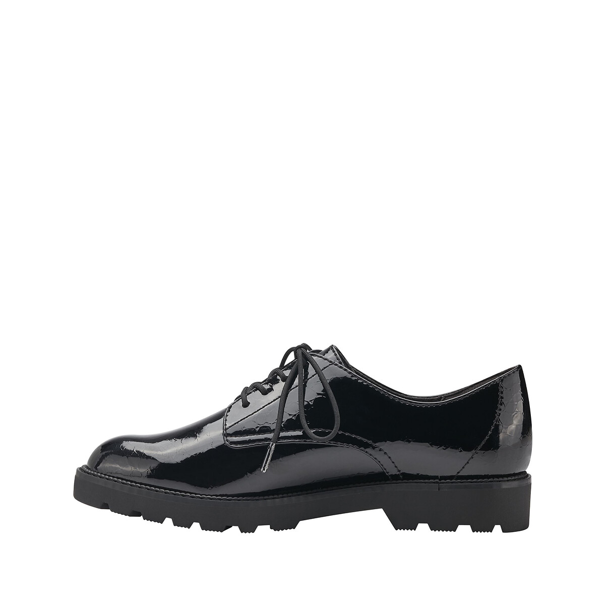 Derbies en cuir noir verni, TAMARIS