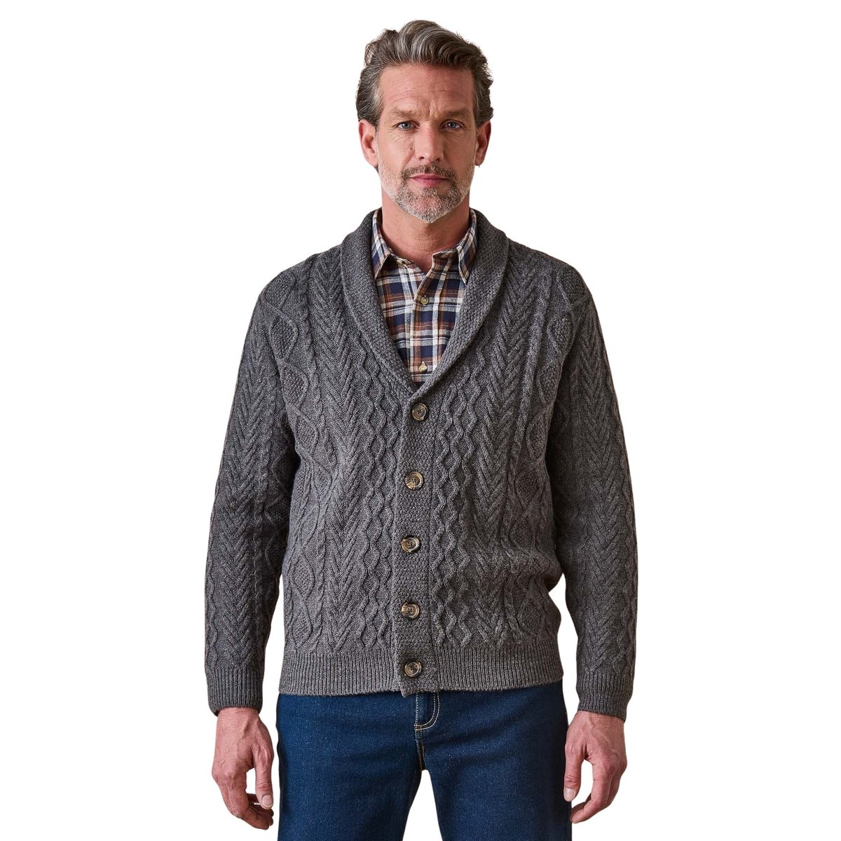 Gilet torsadé avec laine gris, DAXON