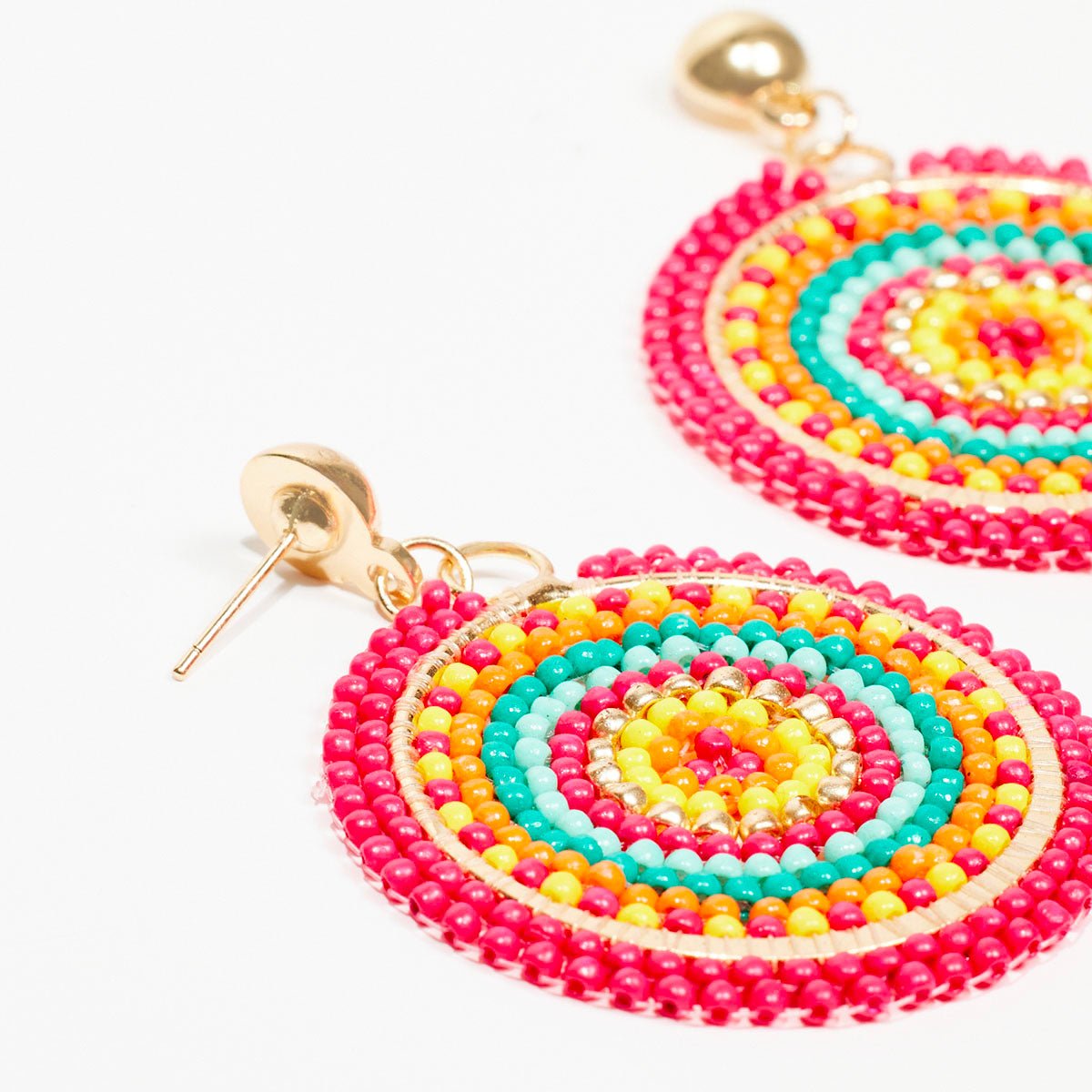 Boucles d'oreilles rondes en perles de rocaille multicolore multicolore, BALABOOSTE