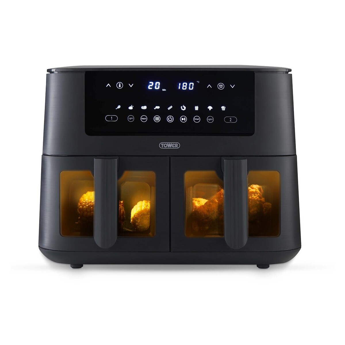 Vortx Vizion 8L Dual Basket Air Fryer - T17151 black, TOWER