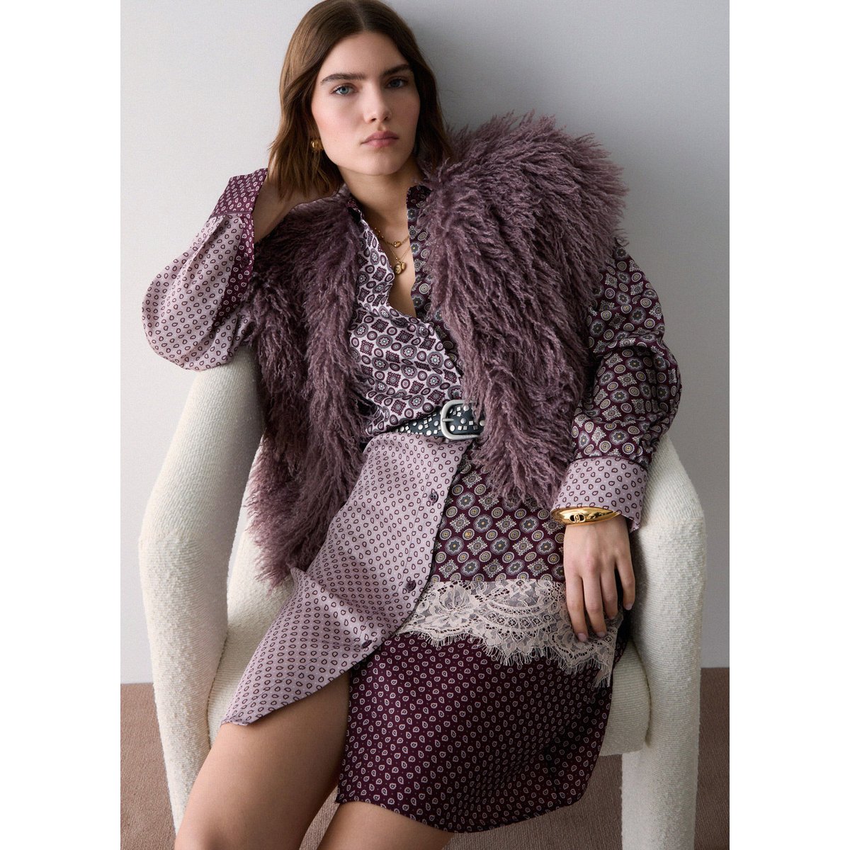 Robe Chemisier en Twill aubergine, LIU JO