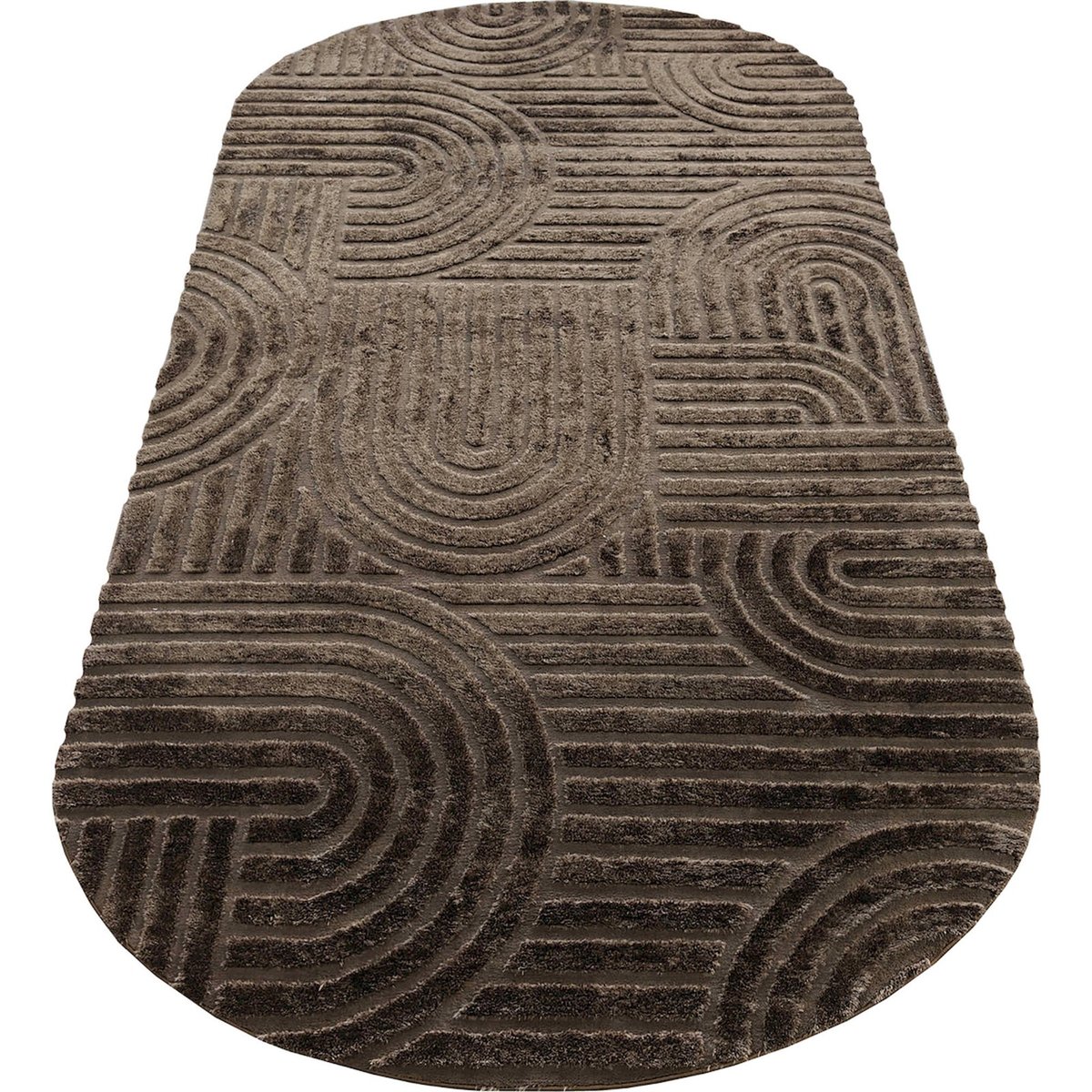 Tapis à relief géométrique brun foncé, RECOLLECTION