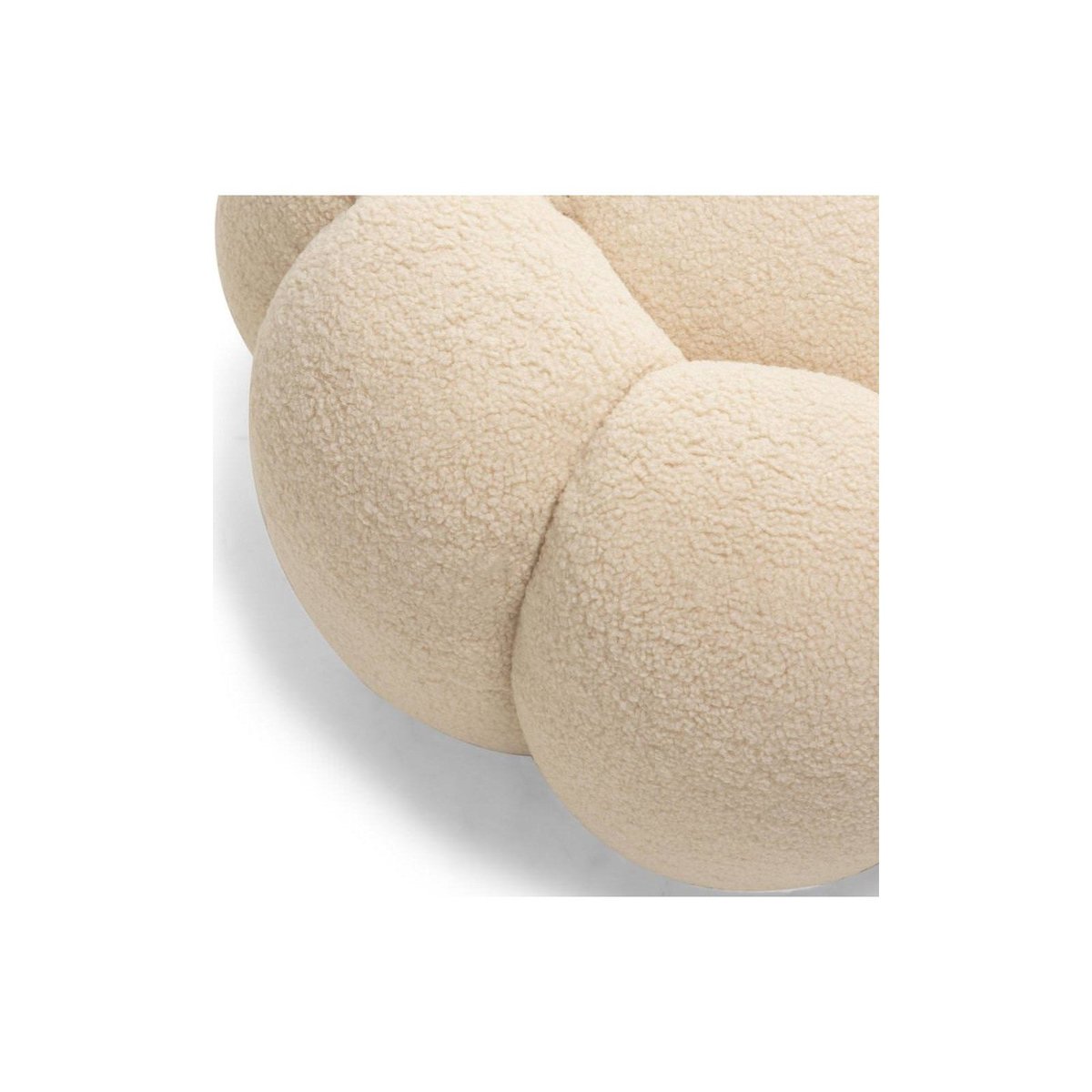 Pouf bouclette collection PERLE forme ronde beige, RECOLLECTION