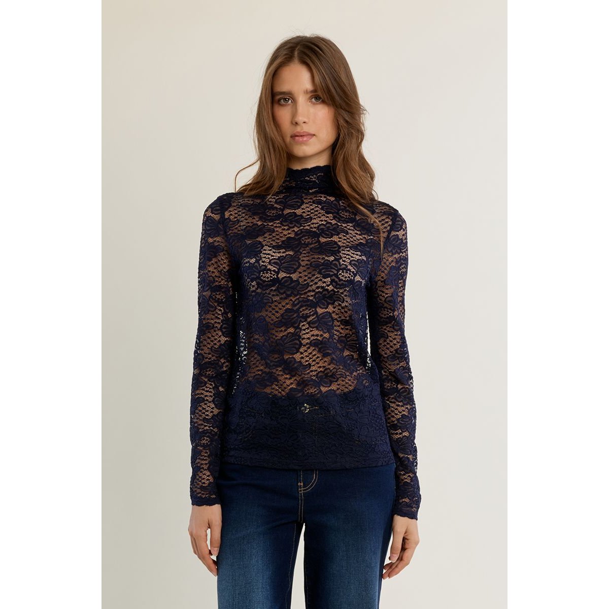 Sous-pull en dentelle navy blue, MOLLY BRACKEN