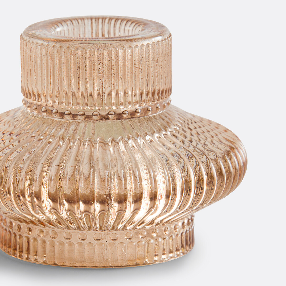 Bougeoir en verre strié coloré H5,7 cm, Sabri ambre, LA REDOUTE INTERIEURS
