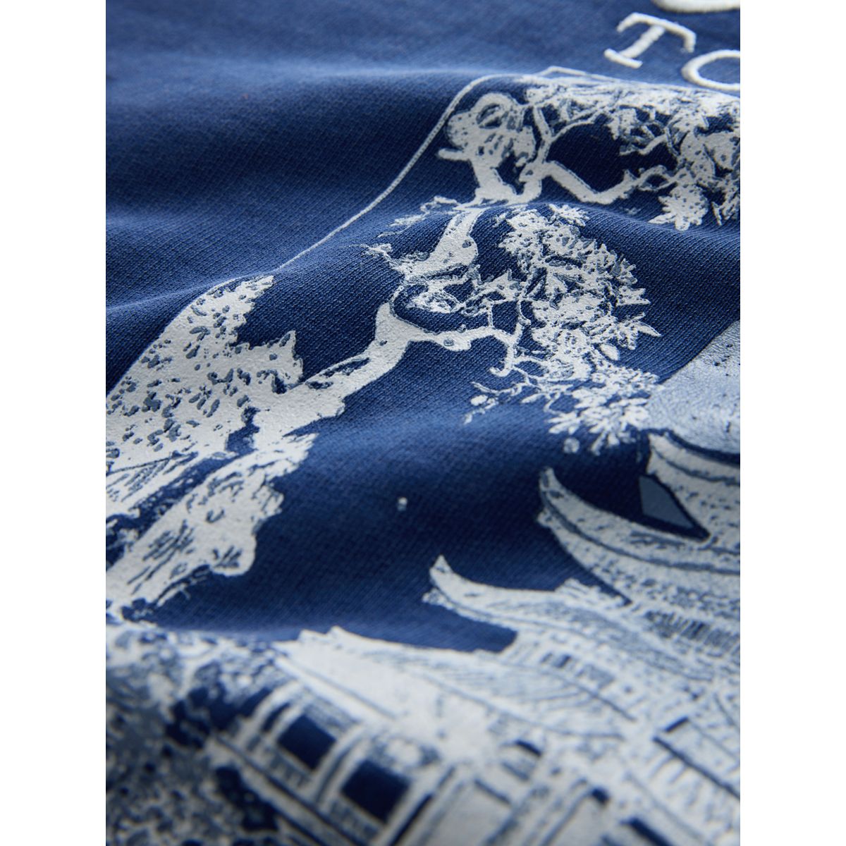 Sweat à motif délavé et manches courtes bleu indigo, NEXT