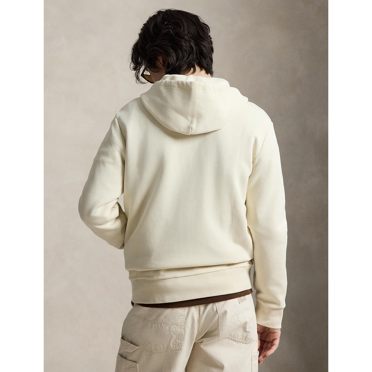 Sweat zippé à capuche, en maille double beige, POLO RALPH LAUREN