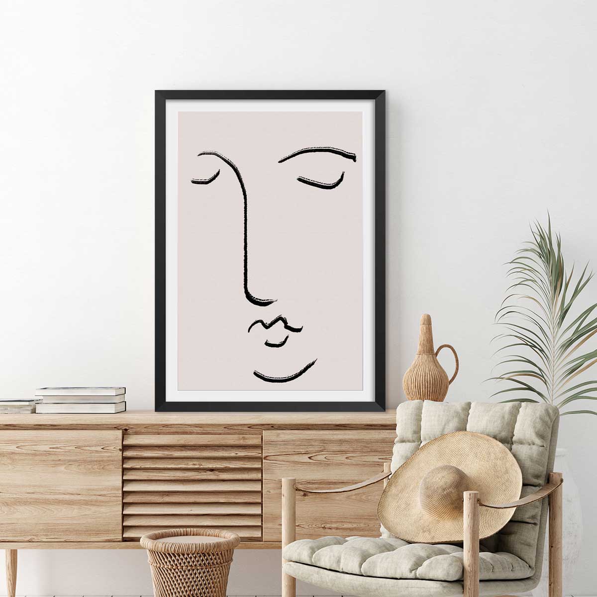 Affiche Simple Ligne No1 affiche + cadre en bois - noir, HEXOA