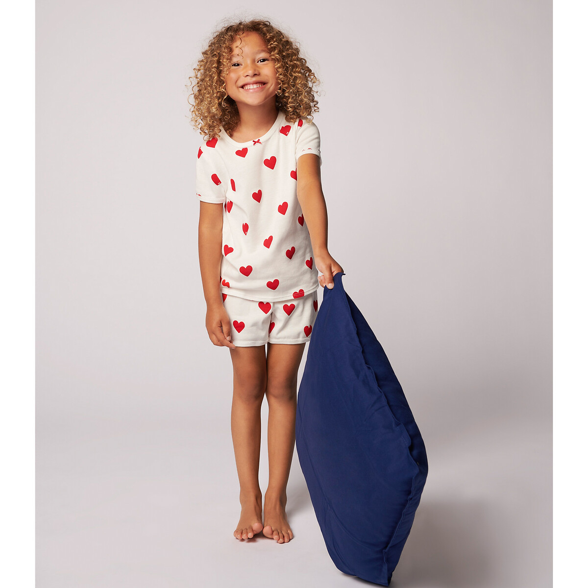 Pyjama short 2 pièces imprimé coeur, PETIT BATEAU