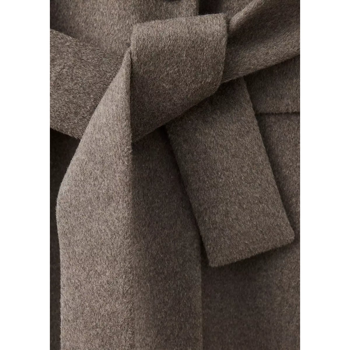 Manteau laine ceinture marron moyen, MANGO