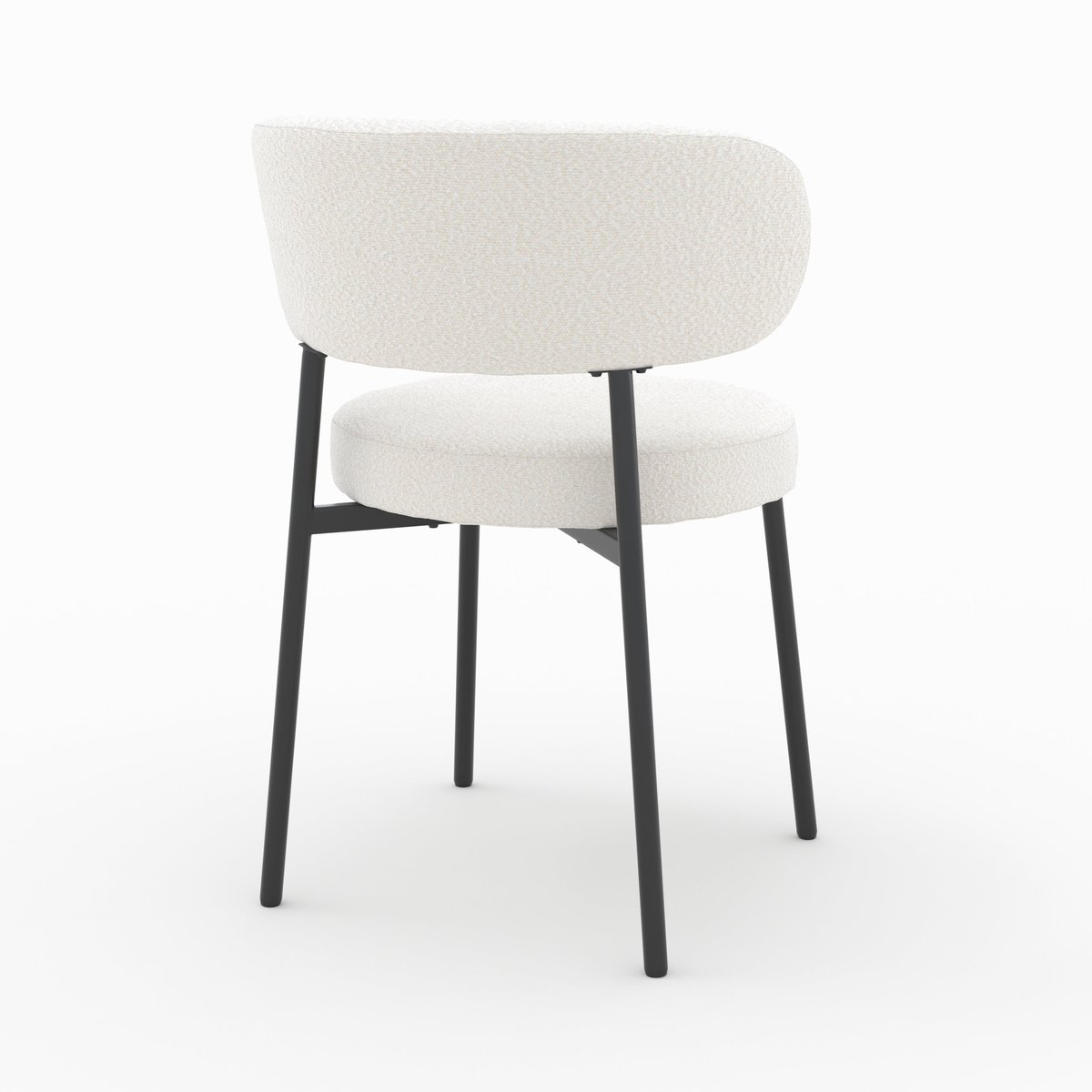 Lot de 2 chaises en tissu bouclé et pieds - MAËLIE blanc cassé, MAISON PAVANE