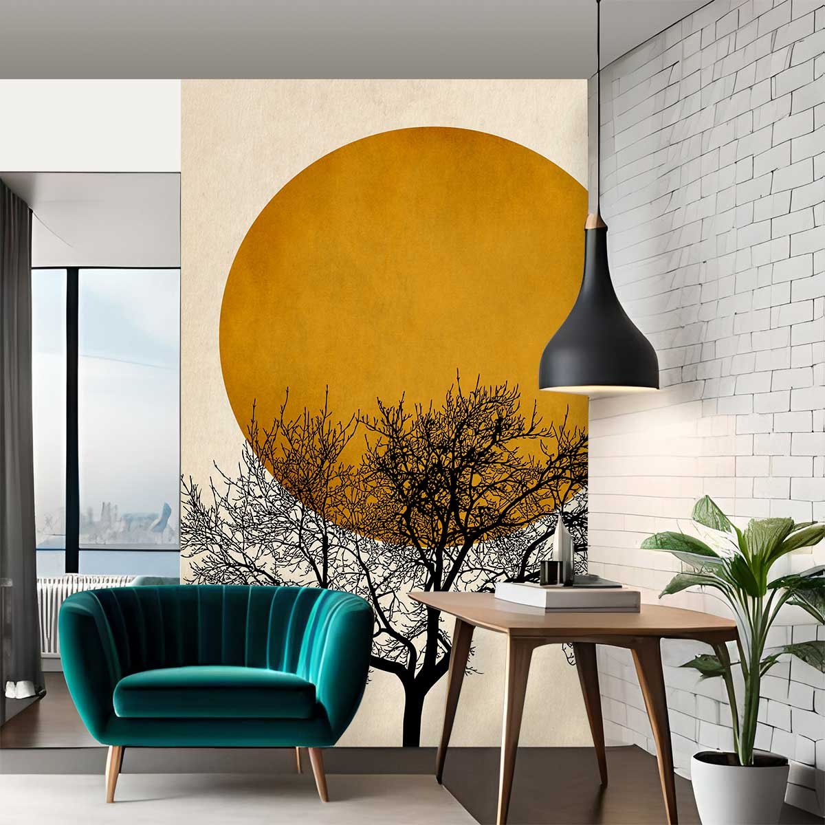 Papier peint soleil d or intissé, HEXOA