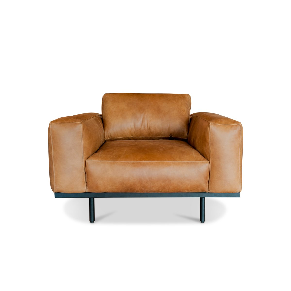 Fauteuil en cuir ALMOND marron clair, PRODUIT INTERIEUR BRUT