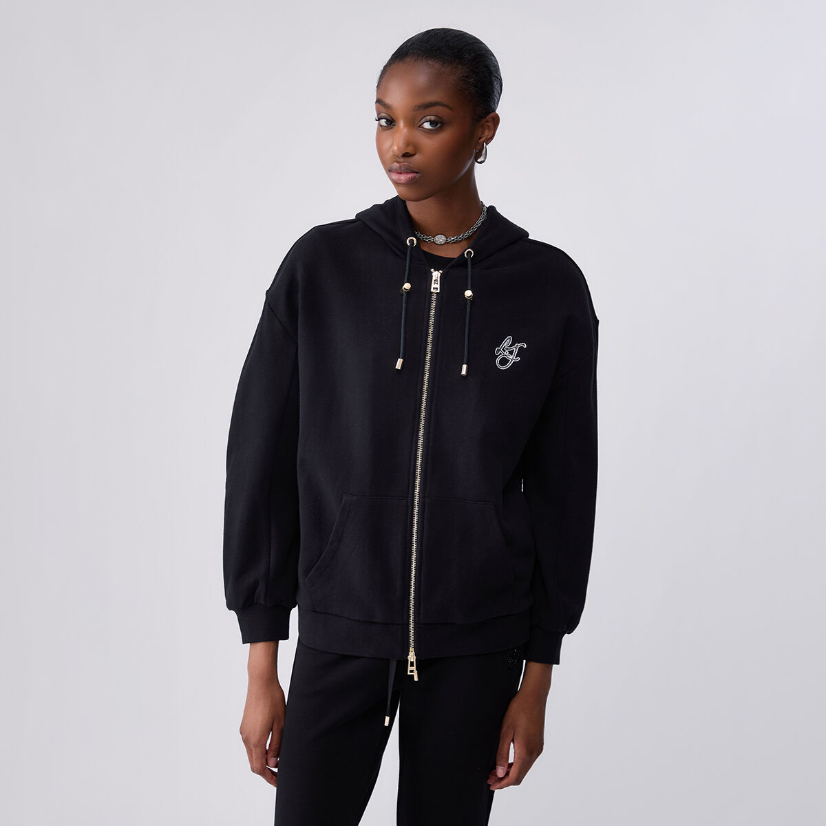 Sweat à Capuche avec Zip noir, LIU JO