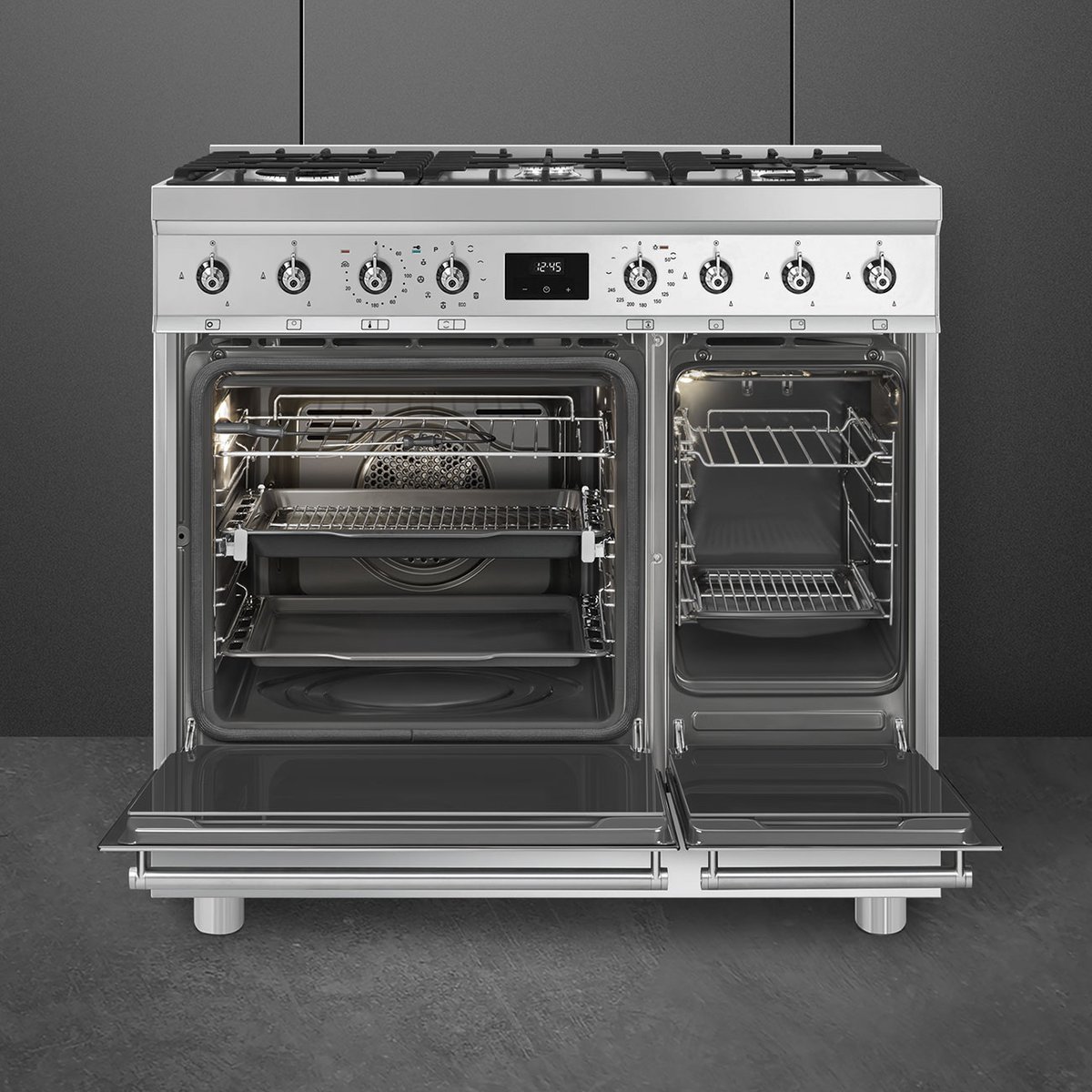 Piano de cuisson gaz 5 feux 90 cm C92GP inox satiné, SMEG